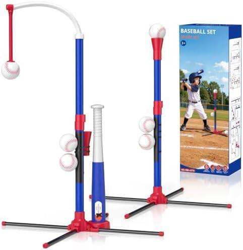 2-in-1 T-ball set and baseball tee — red