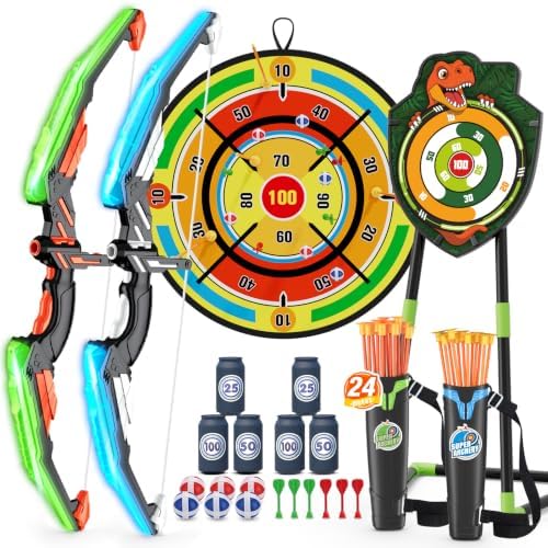 2 pack archery with large dart board and dinosaur target