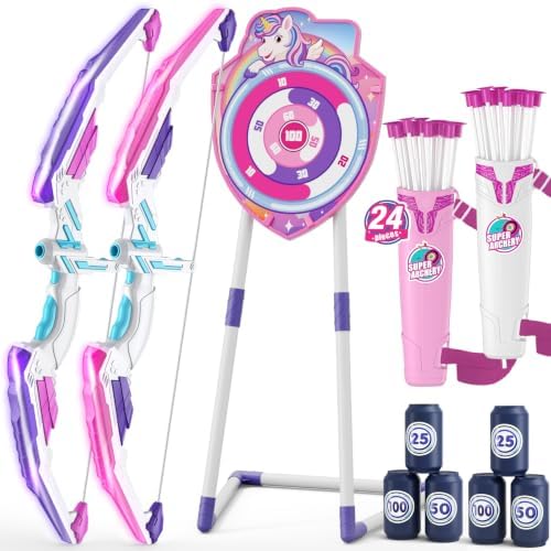 2 pack bow and arrow with unicorn target