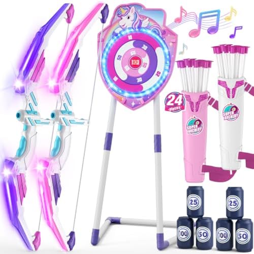 2 pack light up archery with unicorn target — pink
