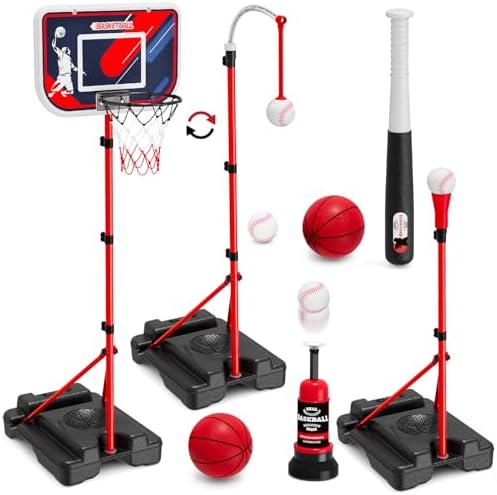 4-in-1 kids hoop and T-ball set