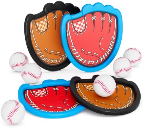 4 pack toss and catch set with baseball gloves