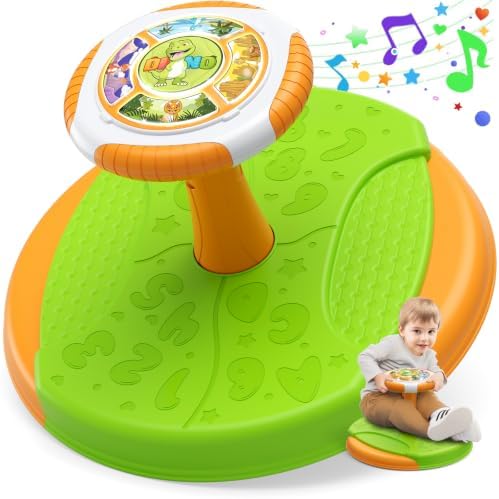 Dinosaur sit and spin with lights and music