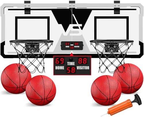 Dual shot over the door hoop with scoreboard — black and white