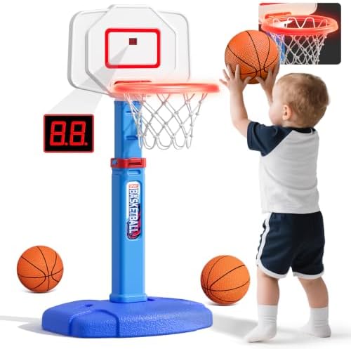 Kids hoop with electronic scoreboard and LED rim