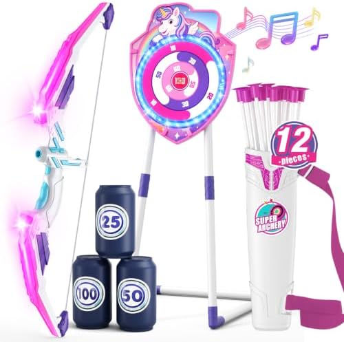 Light up archery set with unicorn target