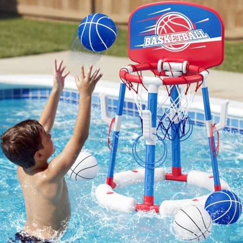 Pool hoop with backboard and ring toss game