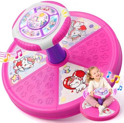 Unicorn sit and spin with lights and music